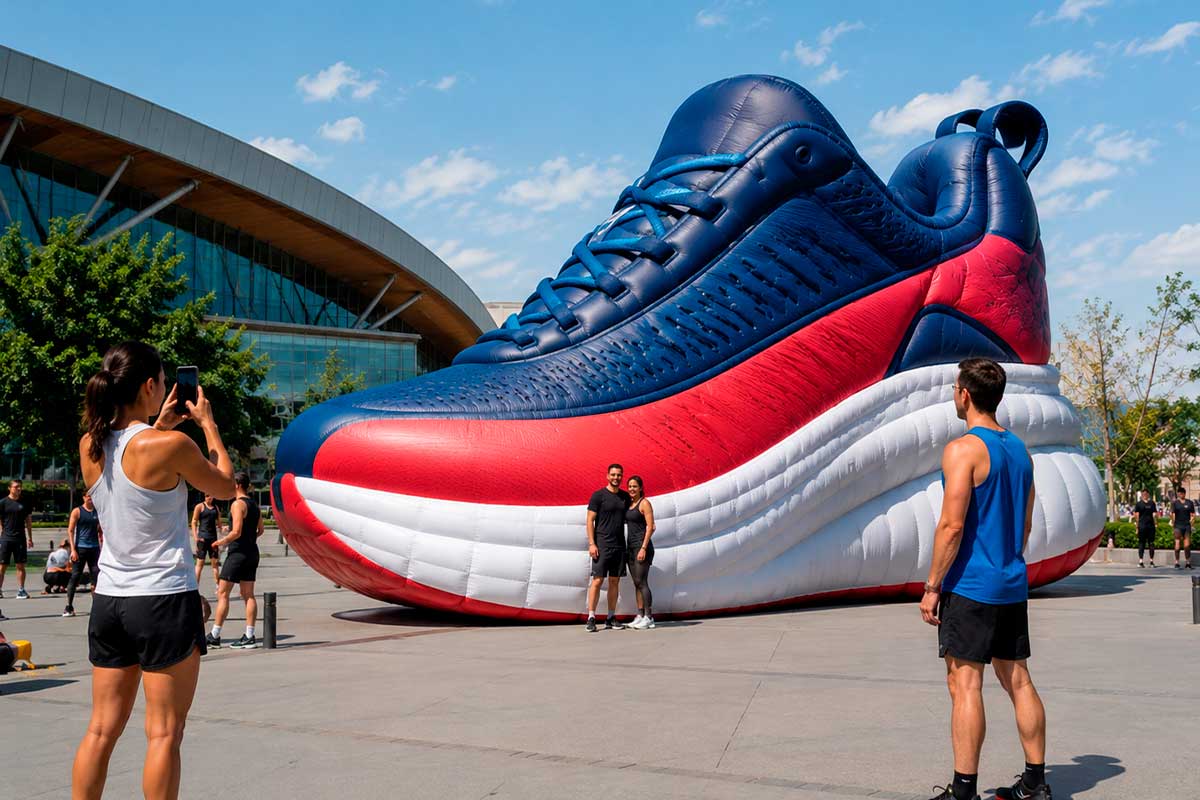 Réplica inflable personalizada utilizada en una campaña de marketing para lanzamiento